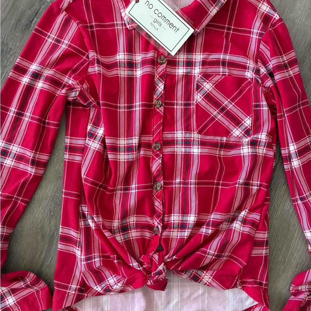 Kids Red Plaid Shirt NWT